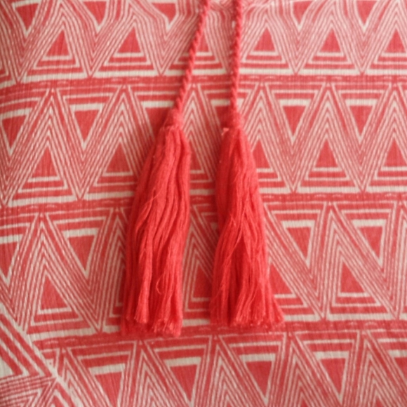Chico's Coral Print Tassel Tie Kaftan Tunic Top - Picture 7 of 11